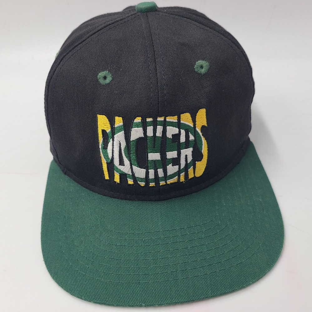 Vintage Green Bay Packers Hat Snapback #1 Apparel Black Green NFL Football 90s‎